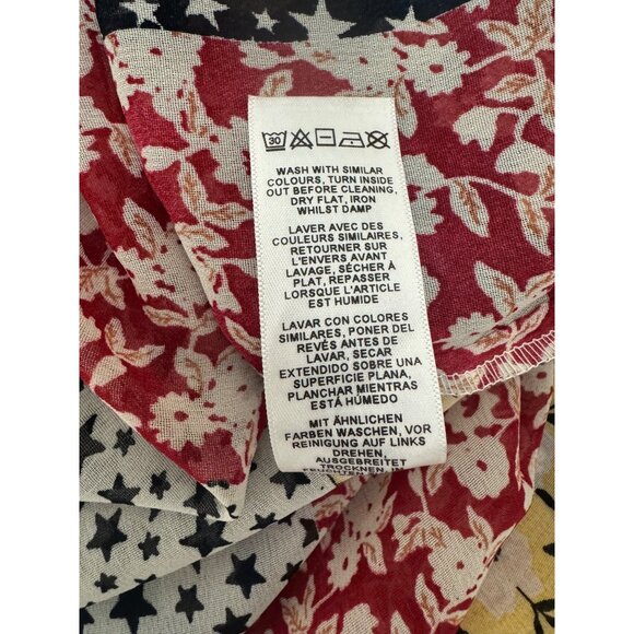 Floral Star Mixed Patchwork Print Sheer Chiffon Maxi Dress with Slip Size 14 - Picture 8 of 8